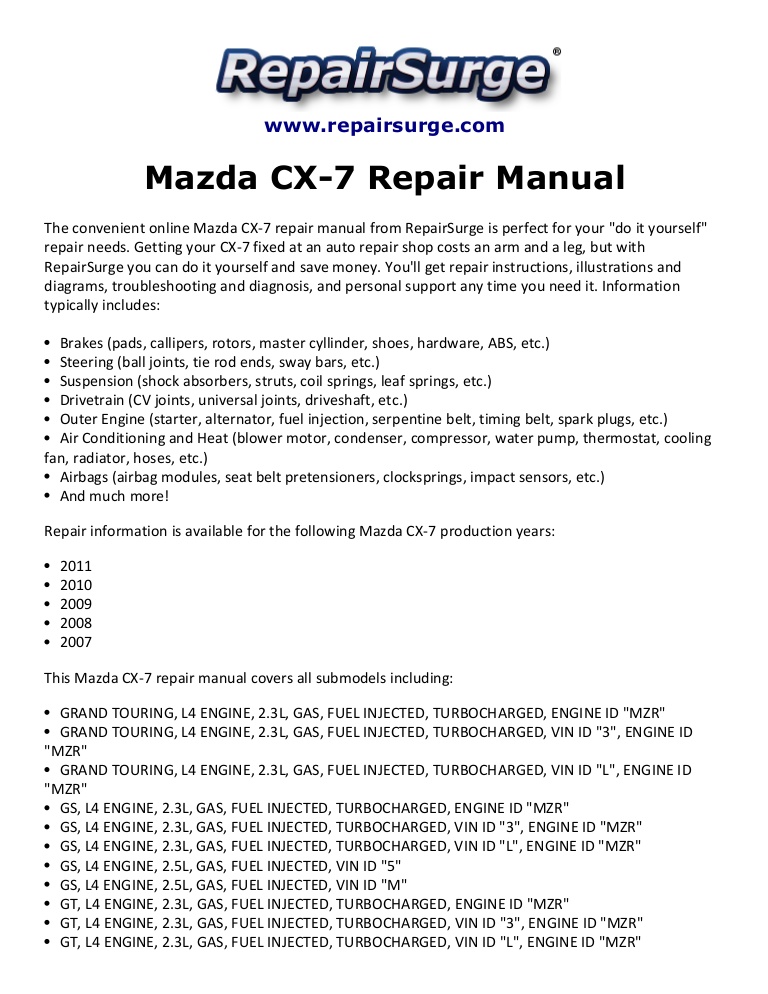 2010 mazda cx 7 manual